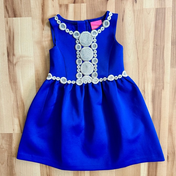 Lilly Pulitzer Elegant Blue Kids Dress with Gold Accents - Picture 1 of 3